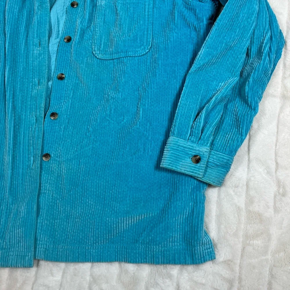 L.L. Bean Women’s L Sky Bright Blue Corduroy Button Spring Fall Midwest Shacket